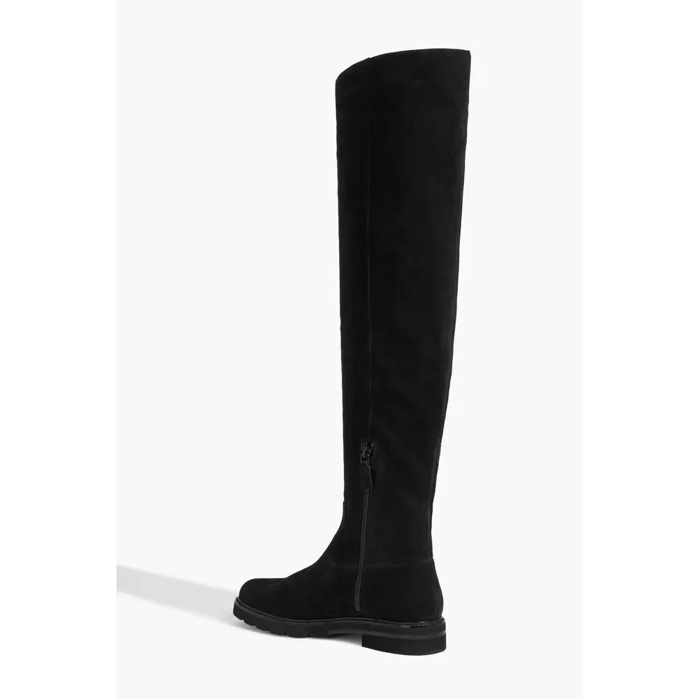 Stuart Weitzman Women's Black Chicago Lug Suede Over-the-knee Boots Size 9 SF735